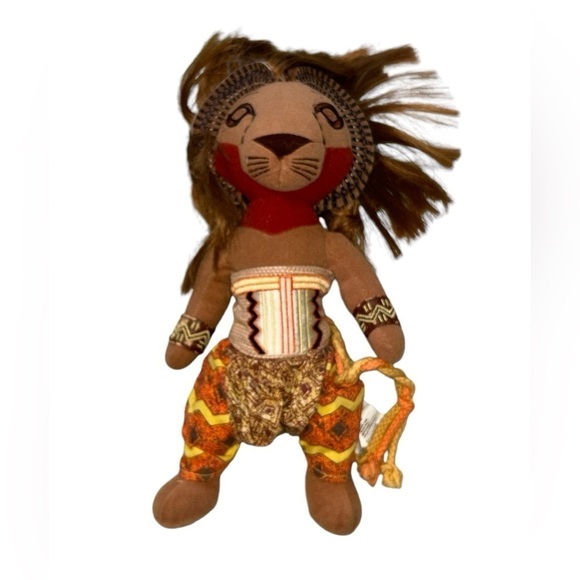 The Lion King Simba Plush Broadway Musical Show Stuffed Doll Tribal Chothing 8" - Picture 1 of 6